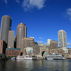 The city of Boston Massachusetts, and the Harbor Ferry
