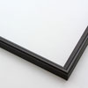 This simple metal picture frame has a bold, high-shine black finish and curved profile. The outer drop edge has a tiny vertical ridge texture. 

.375 " width: ideal for small or medium artworks. Easily frame photographs, paintings or drawings on paper, or even Giclée canvas prints.