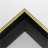 This extra tall, L-shaped floating contemporary canvas floater frame in satin gold features a thin flat face.

*Note: These solid wood, custom canvas floaters are for stretched canvas prints and paintings, and raised wood panels.