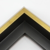 This unique floater frame for stretched canvas features a narrow, 0.5 " face that falls into a steep reverse slant toward the outer edge of the frame.  The modern style is finished in a frosted gold on the face and outer edge.

Ideal for mounting medium to extra large, thick (1.5 " deep) gallery wrapped canvas portraits, paintings or Giclée prints. The canvas will extend slightly farther than the face of the frame. 

*Note: These solid wood, custom canvas floaters are for stretched canvas prints and paintings, and raised wood panels.